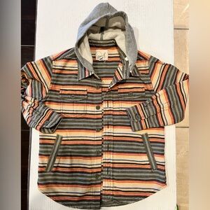 Used Peek size M (6-7) Plaid Flannel Hooded Shirt